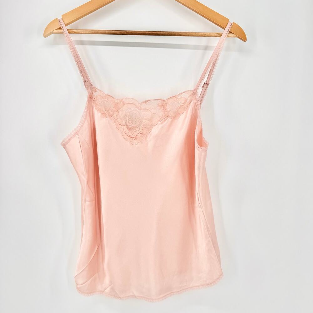 Vintage Warner’s Pink Satin Lace Cami Y2K Coquette Cottagecore Tank Size M - Picture 2 of 12